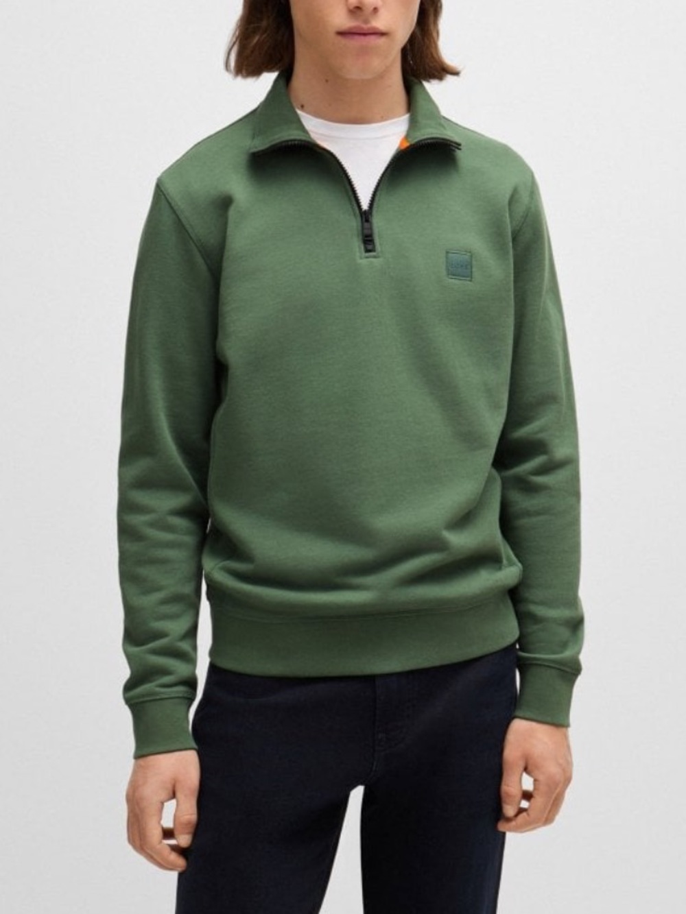 HUGO BOSS Zetrust Half Zip Neck Sweatshirt Olive Green Men’s Size S